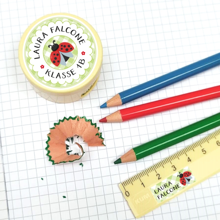 Stifteaufkleber I Kleine Namensaufkleber Marienkfer