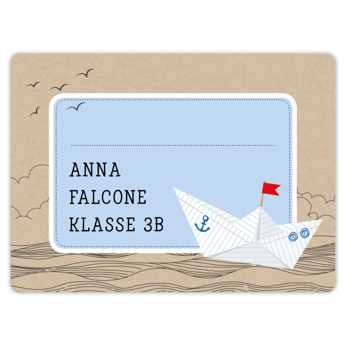 Heftaufkleber I groe Schulaufkleber Papierboot