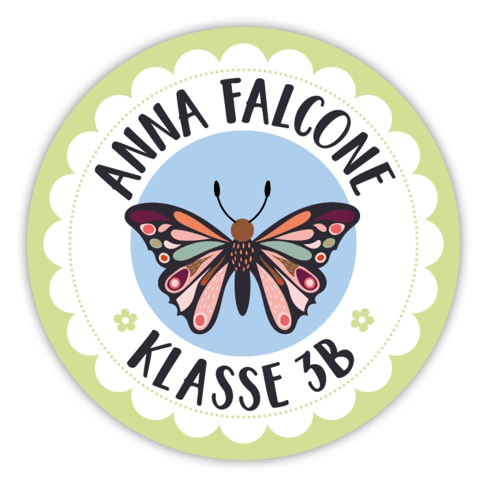 Schulaufkleber I Namensaufkleber fr die Schule Schmetterling