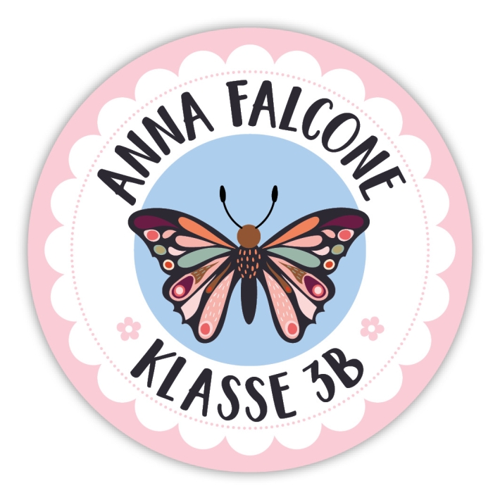Schulaufkleber I Namensaufkleber fr die Schule Schmetterling