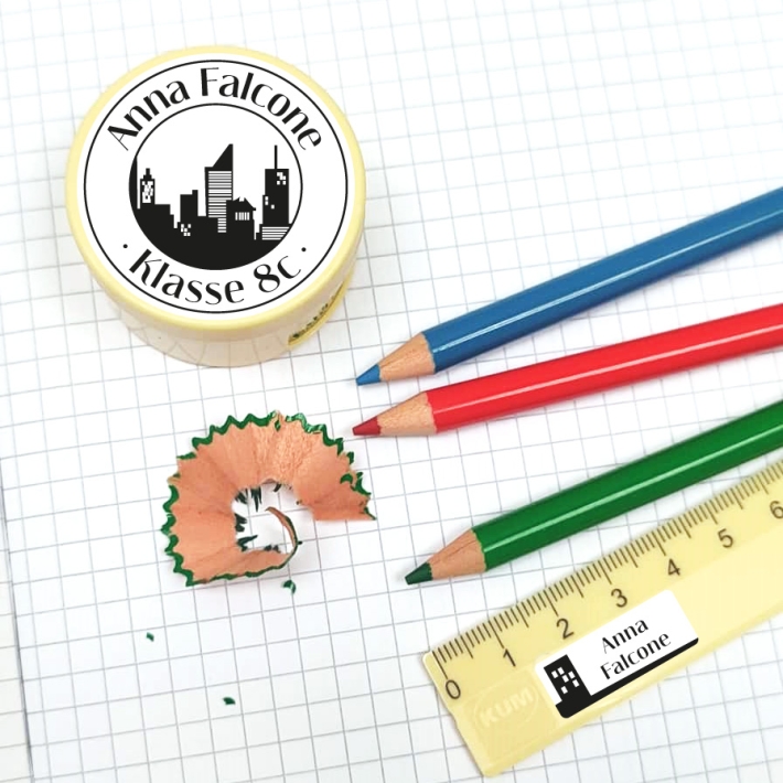 Stifteaufkleber I Kleine Namensaufkleber Skyline