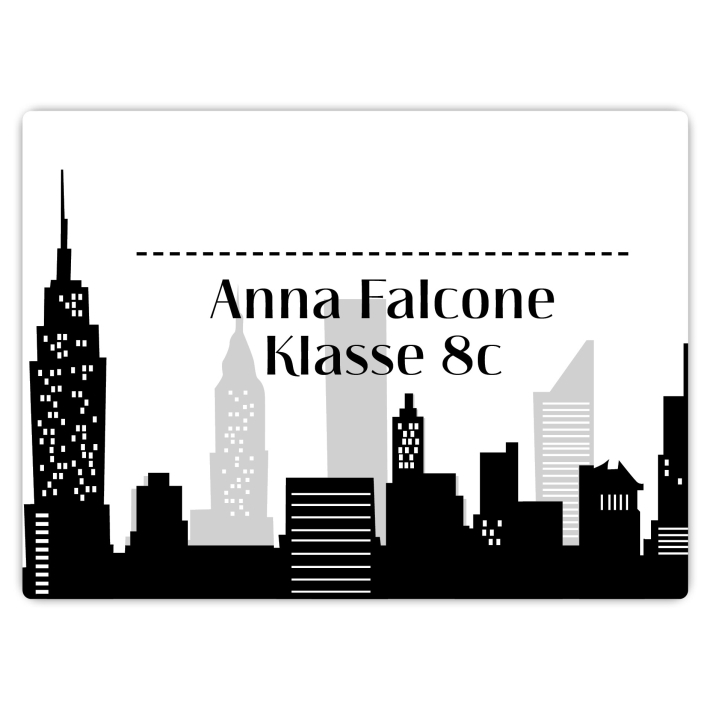 Heftaufkleber I groe Schulaufkleber Skyline