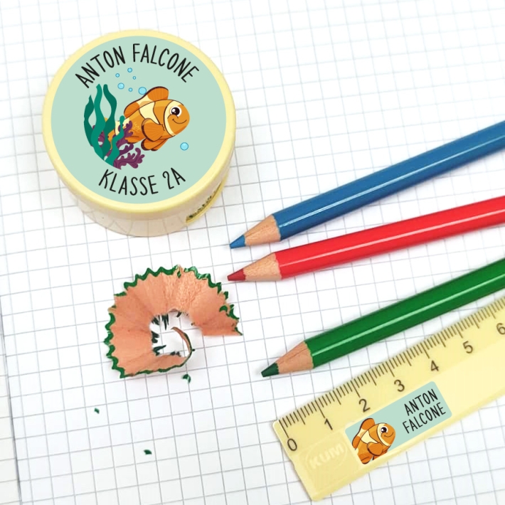 Stifteaufkleber I Kleine Namensaufkleber Fisch