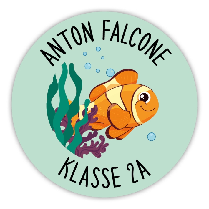 Schulaufkleber I Namensaufkleber fr die Schule Fisch