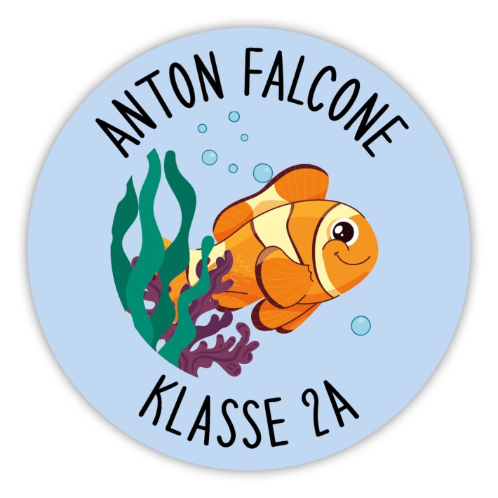 Schulaufkleber I Namensaufkleber fr die Schule Fisch