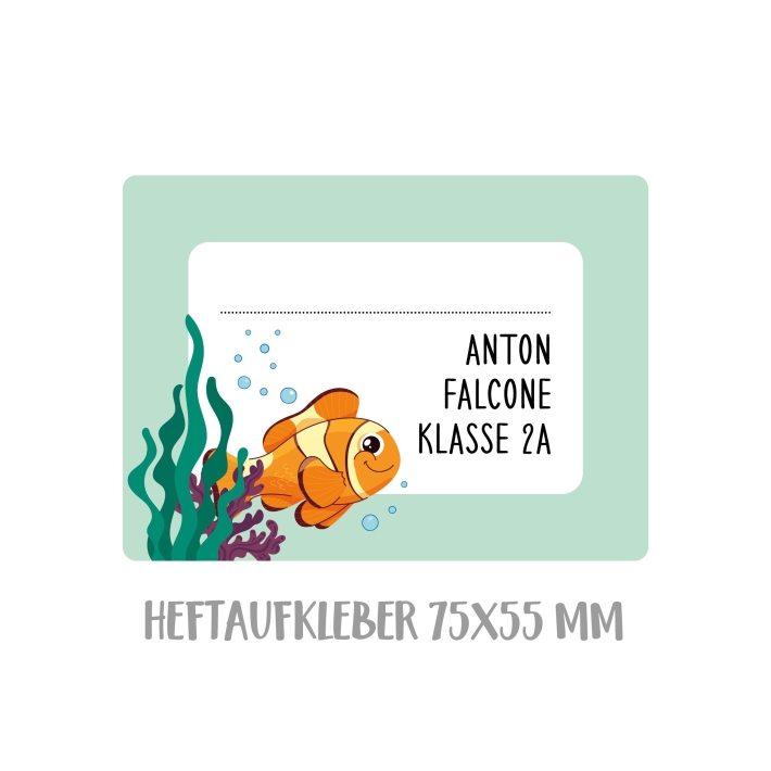 Namensaufkleber Set fr die Schule Fisch