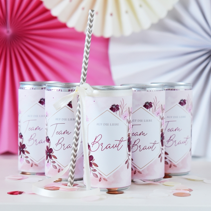 JGA I Team Braut Banderole fr Prosecco Dosen 10er Set, Flowers 