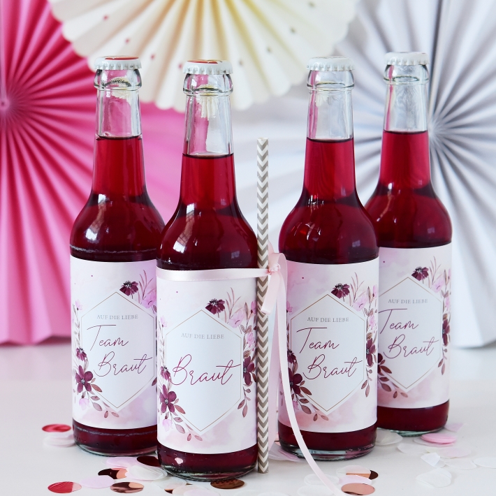JGA I Team Braut Banderole fr Prosecco Dosen 10er Set, Flowers 