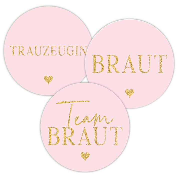 JGA Aufkleber Team Braut modern gold