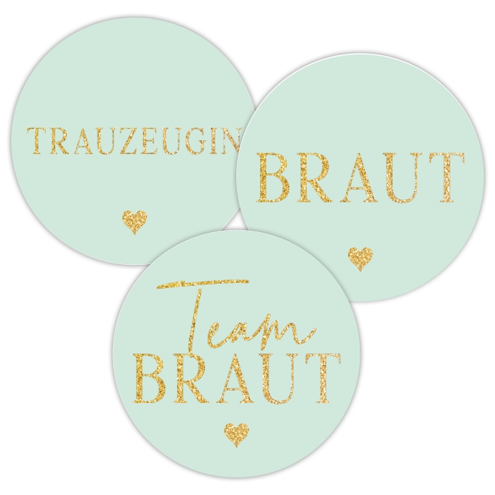 JGA Aufkleber Team Braut modern gold