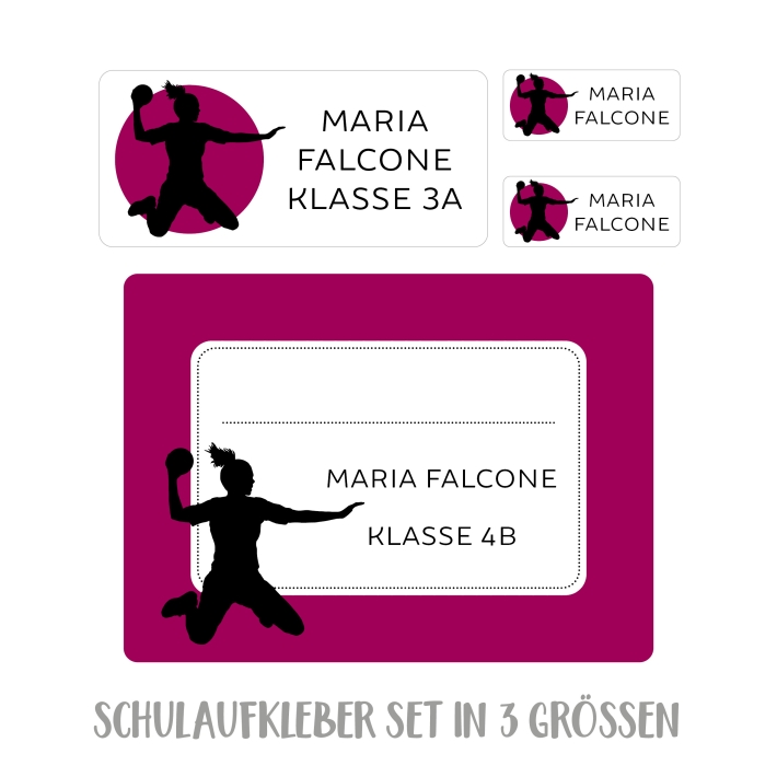 Namensaufkleber Set fr die Schule Handballerin