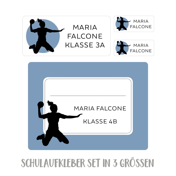 Namensaufkleber Set fr die Schule Handballerin