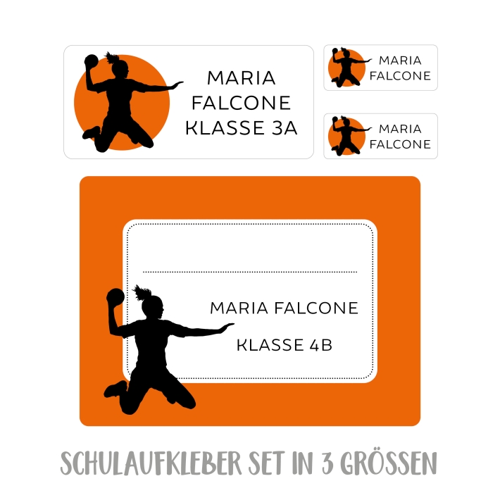 Namensaufkleber Set fr die Schule Handballerin