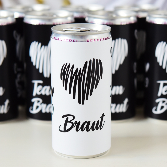 JGA Team Braut Banderole fr Prosecco Dosen 10erSet Herz modern