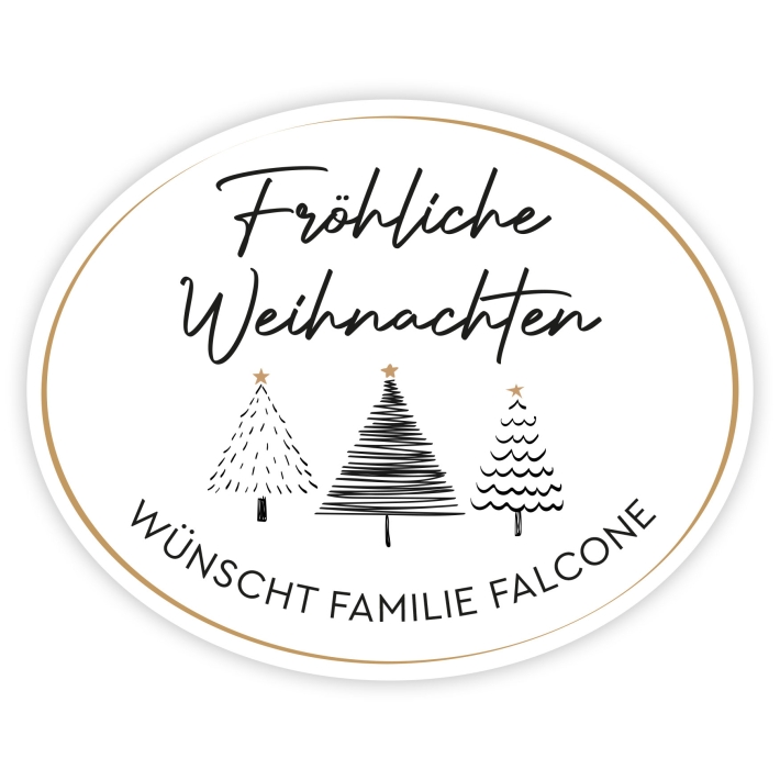 Weihnachtsaufkleber Tannen modern, personalisiert