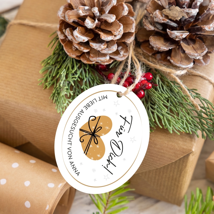 Weihnachtsaufkleber Geschenk fr Dich, personalisiert