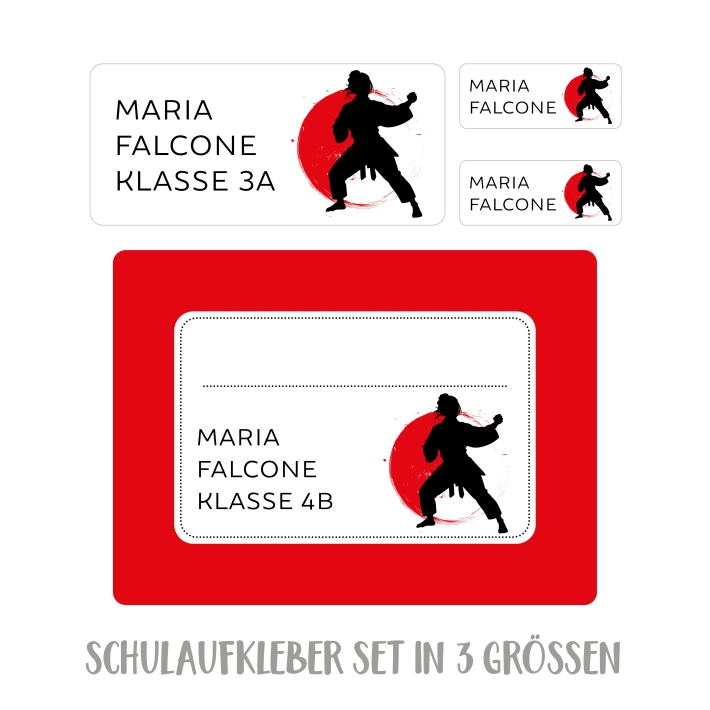 Namensaufkleber Set fr die Schule Judo I Karate I Taekwondo
