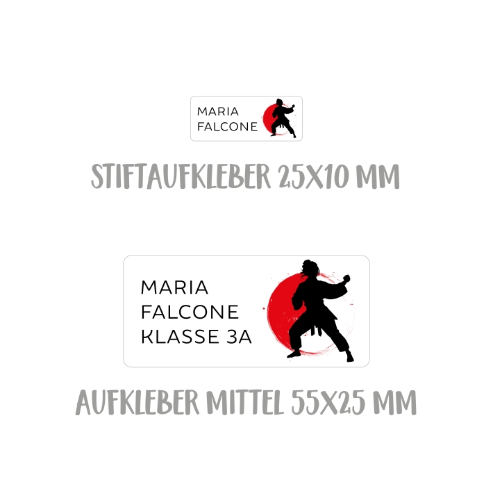 Namensaufkleber Set fr die Schule Judo I Karate I Taekwondo