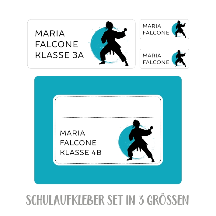 Namensaufkleber Set fr die Schule Judo I Karate I Taekwondo