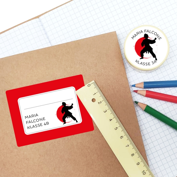 Schulaufkleber I Namensaufkleber fr die Schule Judo I Karate I 
