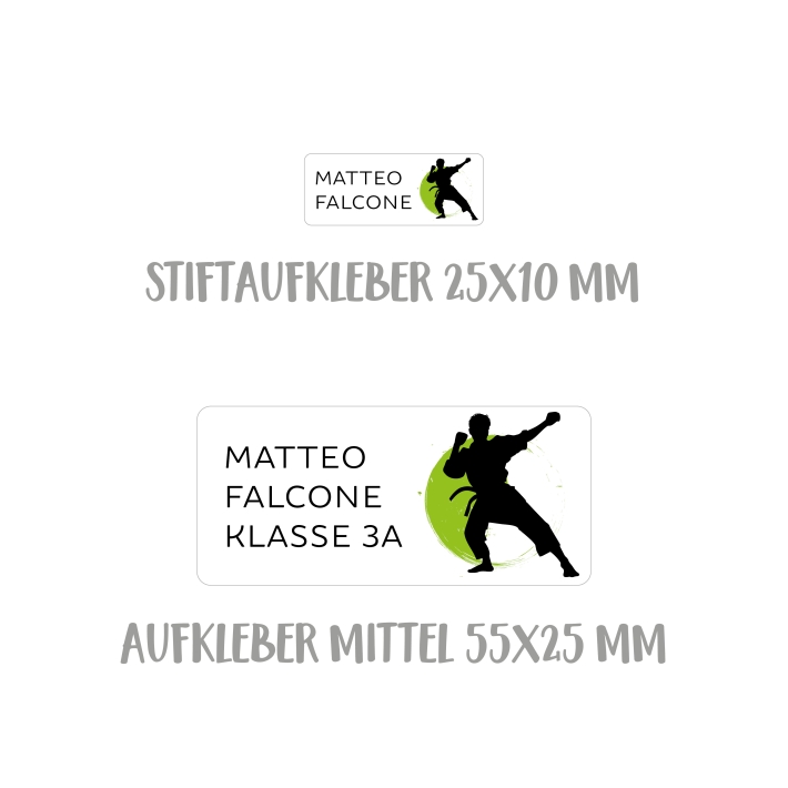 Namensaufkleber Set fr die Schule Judo I Karate I Taekwondo Jun