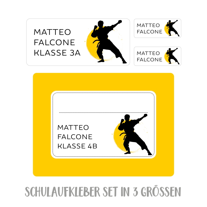 Namensaufkleber Set fr die Schule Judo I Karate I Taekwondo Jun
