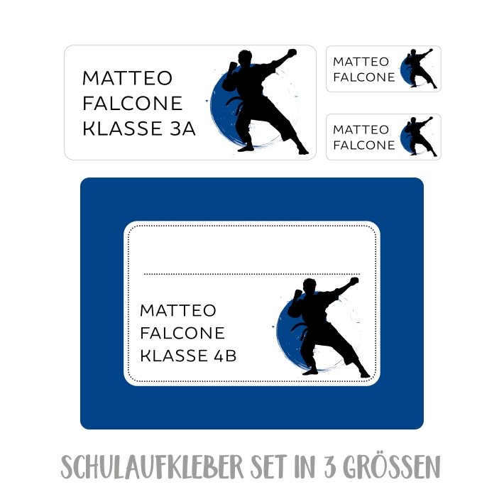 Namensaufkleber Set fr die Schule Judo I Karate I Taekwondo Jun