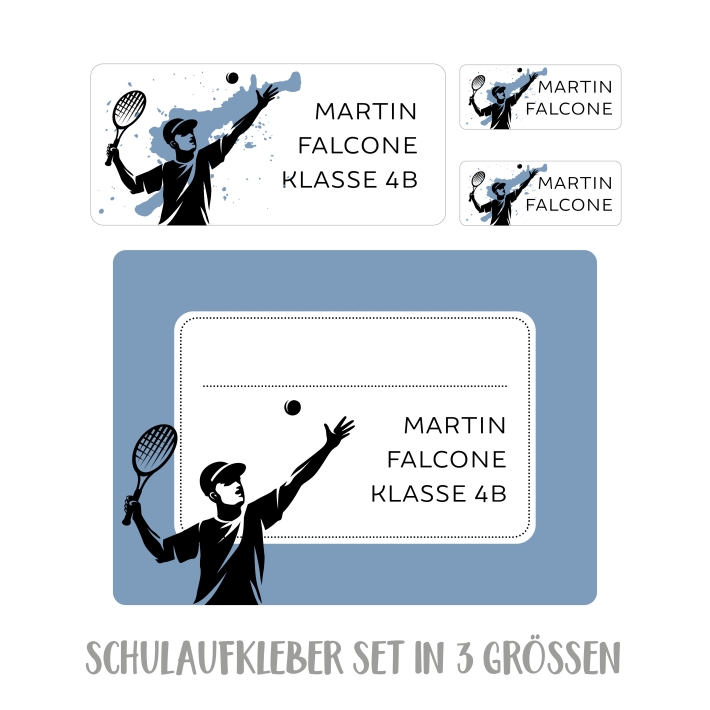 Namensaufkleber Set fr die Schule Tennis I Tennisspieler