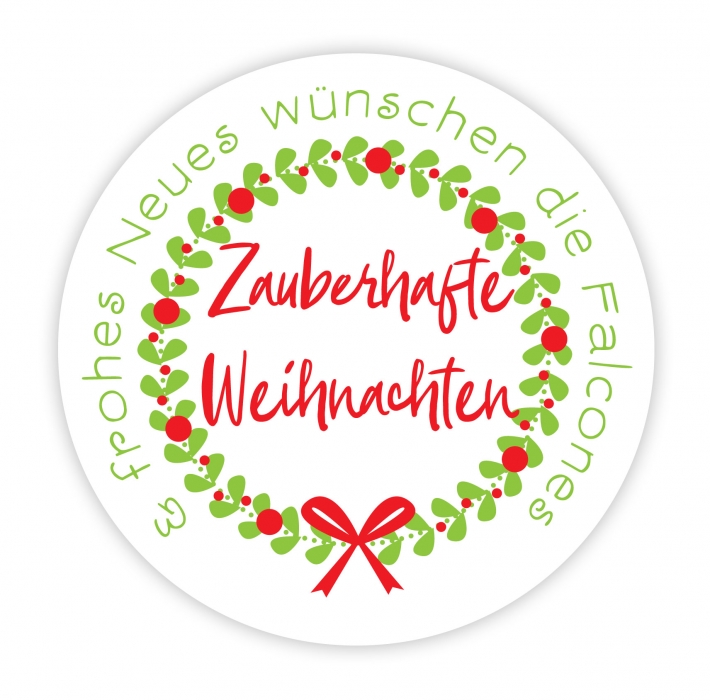 Aufkleber Weihnachten frohes Fest, Kranz rot-grn