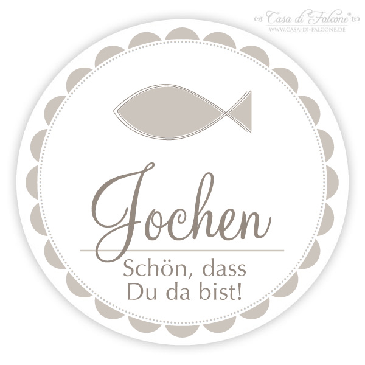 Aufkleber Tischkarte zur Taufe, Fisch - Casa di Falcone