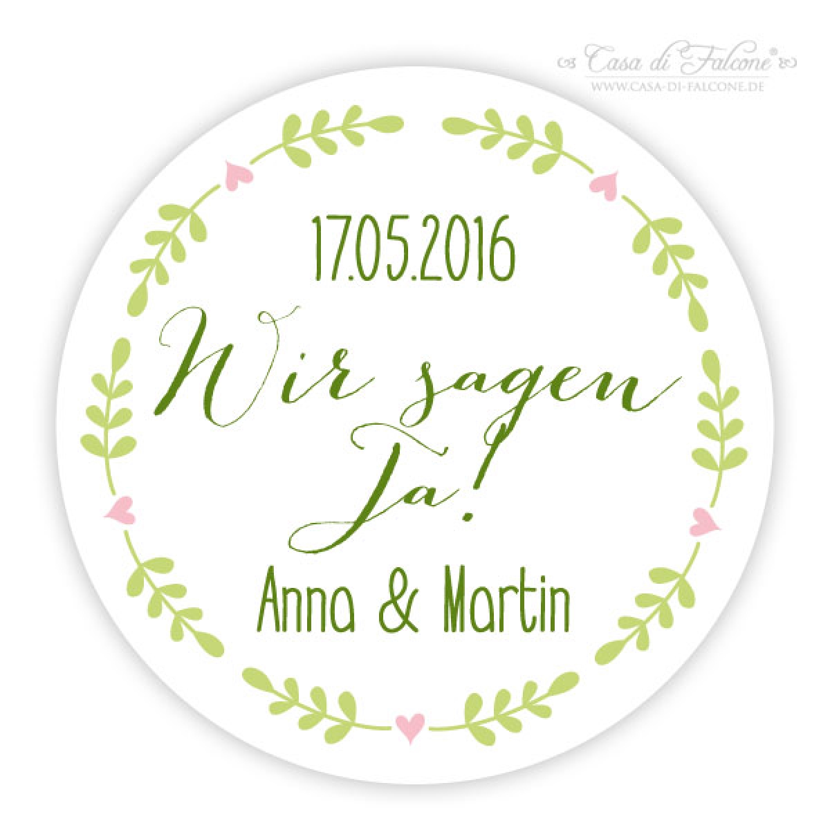 Personalisierte Aufkleber Save the Date, Ranke rund