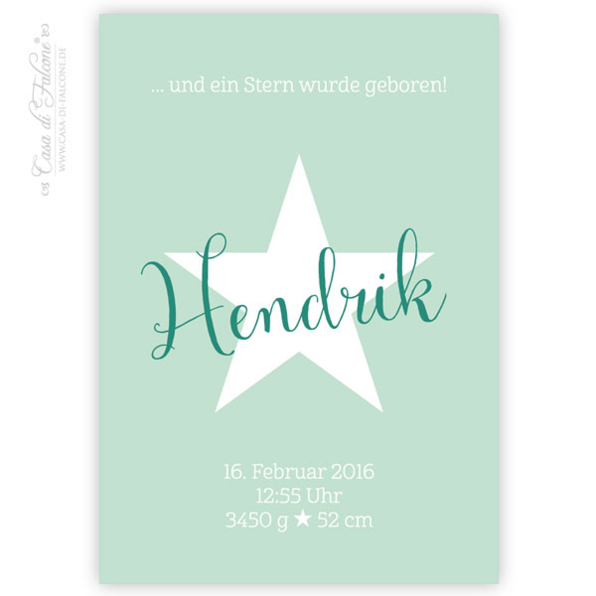 Personalisiertes Poster mit Geburtsdaten, Stern