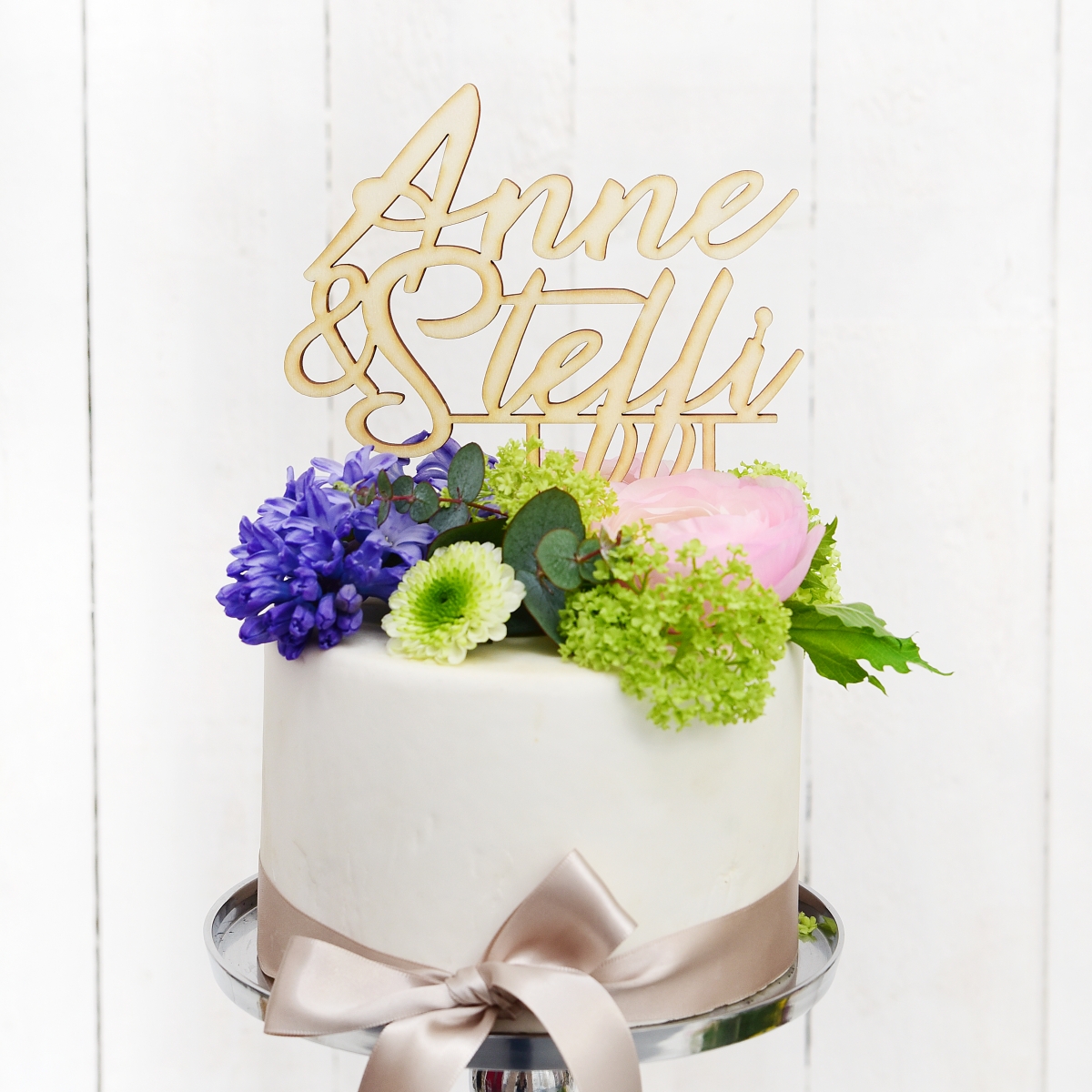 Cake topper Kalligrafie, personalisiert mit Namen