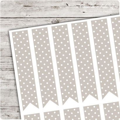 Verschlussetiketten Fhnchen Dots steingrau