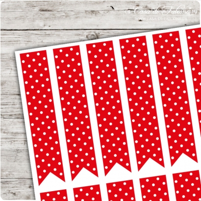 Verschlussetiketten Fhnchen Dots rot