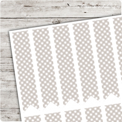 Verschlussetiketten Fhnchen Vichykaro steingrau