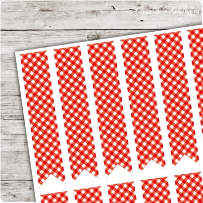 Verschlussetiketten Fhnchen Vichykaro rot