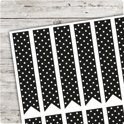 Verschlussetiketten Fhnchen Dots schwarz