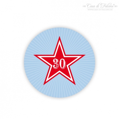 Flaschendeckel-Aufkleber Stern hellblau