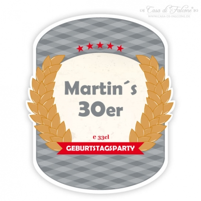 Flaschenaufkleber Kranz grau