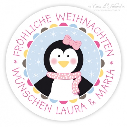 Weihnachtsaufkleber Pinguin Mdchen
