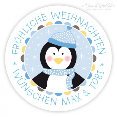 Aufkleber Weihnachten Pinguin Junge