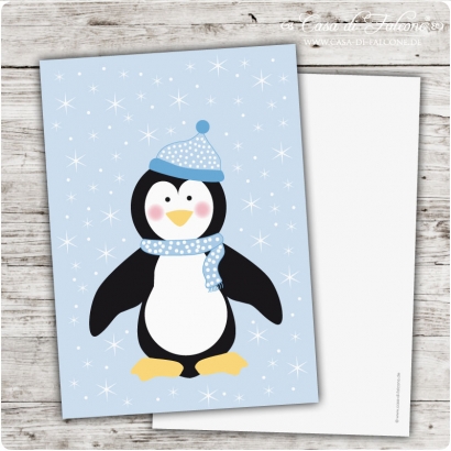 Postkarte Pinguin Junge
