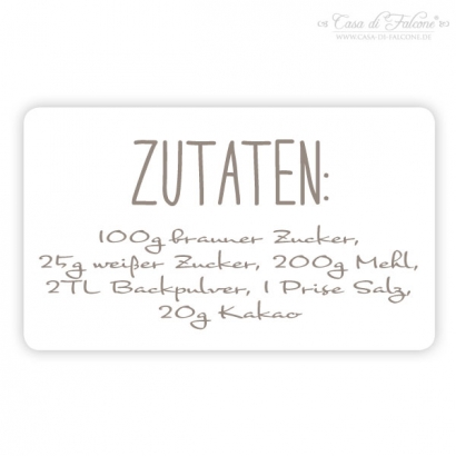 Aufkleber Zutaten simple