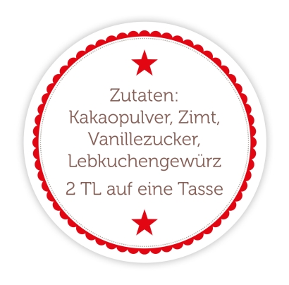 Homemade Aufkleber Hot Cocoa Zutaten/Zubereitung, personalisiert