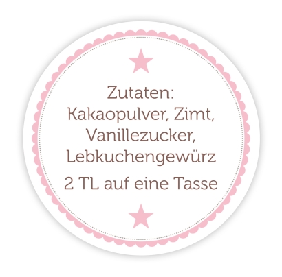 Homemade Aufkleber Hot Cocoa Zutaten/Zubereitung, personalisiert