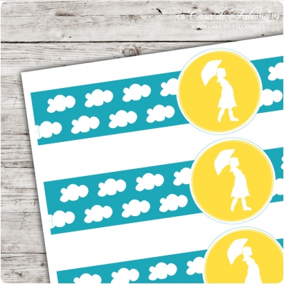 Flaschenaufkleber Schwangere mit Schirm