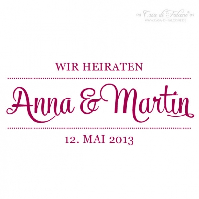 Stempel Hochzeit personalisiert mit Namen, Klassik III