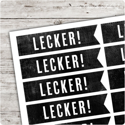 Motivaufkleber Fhnchen chalkboard LECKER!