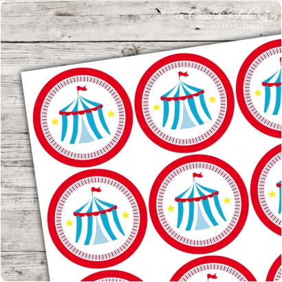 Motivaufkleber Zirkuszelt rot